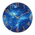 24.Se Veggklokke med vakker urskive - Blå stjernehimmel