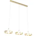 QAZQA Hengende lampe messing rektangulær inkl. LED 3-trinns dimbar 3-lys - Lyani