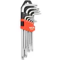 YATO YT-0511, L-torx nøkkelsett, T10, T15, T20, T25, T27, T30, T40, T45, T50, Sølv, Kromvanadiumstål, 1,5 cm, 7,2 cm