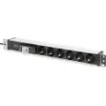 Digitus DN-95417 - Flerkoplingslist (kan monteres i rack) - AC 250 V - 4000 watt - inngang: strøm - utgangskontakter: 6 - 1U - 19 - 1.8 m kabel - svart, sølv, RAL 9005