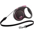 Flexi Uttrekkbart bånd Sort Design S, 5 m tau, rosa farge