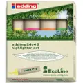 Edding EcoLine 24 - Markeringspenn - gul, oransje, rosa, lysegrønn - vannbasert blekk - 2-5 mm (en pakke 4)