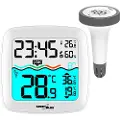 Greenblue GB216 værstasjon med svømmebassengtermometer, rekkevidde 60m, flytesensor, temperatur, tid, kalender, DCF