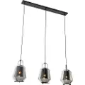 QAZQA Hengende lampe sort med røykglass 23 cm rektangulær 3-lys - Kevin