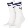 Puma Crew Heritage Stripe Socks Unisex (2-Pack), Clothing, White/Blue, 43-46