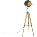 QAZQA Stativgulvlampe sort med trestudiospot - Radient