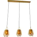 QAZQA Hengende lampe gull med ravglass 23 cm rektangulær 3-lys - Kevin