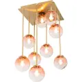 QAZQA Art Deco taklampe gull med rosa glass 9-lys - Athen
