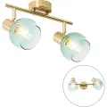 QAZQA Art Deco spotlight gull med grønt glass 2-lys - Vidro