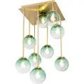 QAZQA Art Deco taklampe gull med grønt glass 9-lys - Athen