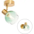 QAZQA Art Deco-spotlight gull med grønt glass - Vidro