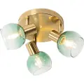 QAZQA Art Deco takspot gull med grønt glass 3-lys - Vidro