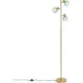 QAZQA Art Deco gulvlampe gull med grønt glass 3-lys - Vidro