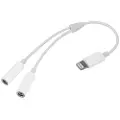 Mtp Products 2-i-1 Lightning-til-3.5mm Jackplugg-adapter MH027 - Hvit