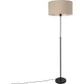 QAZQA Gulvlampe sort justerbar med lampeskjerm lysbrun 50 cm - Parte
