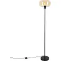 QAZQA Art Deco gulvlampe svart med ravglass - Bizle