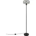 QAZQA Gulvlampe i art deco-stil sort med røykglass - Bizle