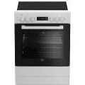 Beko FSE67300GW, Frittstående komfyr, Sort, Hvit, Knapper, Rotasjon, Hvit, Front, Bunn