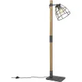 QAZQA Industriell gulvlampe mørkegrå med tre - Arthur