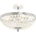 QAZQA Klassisk taklampe stål med krystall 3-lys - Mondrian