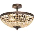 QAZQA Klassisk taklampe bronse og krystall 3-lys - Mondrian