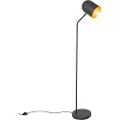 QAZQA Moderne gulvlampe sort med gull justerbar - Morik