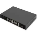 Digitus DN-95355 16-Port 10/100 Mbps PoE Switch 16 x10/100Mbps PoE RJ45 Ports.1x GE RJ45 1x SFP