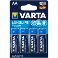 Varta Longlife Power AA, Engangsbatteri, LR06, Alkalinsk, 1,5 V, 4 stykker, Blå, Flerfarget