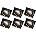 QAZQA Sett med 6 innfelte spotlights svarte GU10 AR70 trimless - Oneon