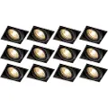 QAZQA Sett med 12 nedfelt spotlights svart GU10 tiltbare trimless - Oneon