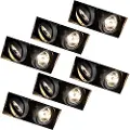 QAZQA Sett med 6 innfelte spotlights svart GU10 AR70 uten ramme 2-lys - Oneon