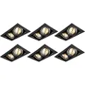 QAZQA Sett med 6 nedfellbare spotlights svarte AR111 justerbare 2-lys - Oneon