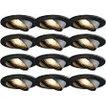 QAZQA Sett med 12 moderne nedfelt spotlights svarte tippbare - Edu