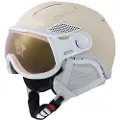 Cairn Helios Leather Evolight NXT, Skihjelm med visir, Mat Cream
