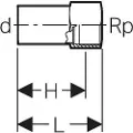 Geberit Geb. Mapress RF overg. 54x1/2 - m/indv.gevind/np d54 Rp1/2