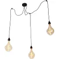 QAZQA Hengende lampe svart 3-lys inkl. LED gull dimmbar - Cava Luxe