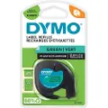 Dymo Letratag plasttape, sort på grønn, 12mm x 4m rull
