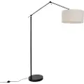 QAZQA Gulvlampe svart med lysegrå skjerm 50 cm justerbar - Editor