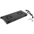 Lanberg - Rackviftepanel - med termostat, 2 kjølevifter - 230 V - RAL 9004, svart - 1U - 19