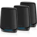 Netgear Orbi RBK863SB - Wi-Fi-system - (ruter, 2 utvidere) - inntil 6750 kvadratfot - maske 10GbE - Wi-Fi 6 - Trippelbånd