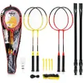 NILS Extreme NRZ264 ALUMINIUM / FOR BADMINTON 4 RACKETTER + 3 FJÆR SHUTTERS + NETT 600x60cm + DEKSEL