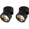 QAZQA Sett med 2 moderne spotlights svarte runde justerbare - Go Nine