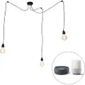 QAZQA Smart pendellampe sort 3-lys inkl. Wifi G95 - Cava
