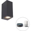 QAZQA Smart vegglampe grå plast inkl. 2 Wifi GU10 - Baleno