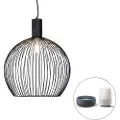 QAZQA Smart rund pendellampe svart 50 cm inkl. Wifi G95 - Dos