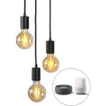 QAZQA Smart industriell pendellampe svart inkl. Wifi G95 3-lys - Facil