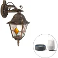 QAZQA Smart vintage utendørs vegglanterne bronse inkl. Wifi A60 - Antigua