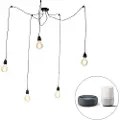 QAZQA Smart pendellampe svart 5-lys inkl. Wifi G95 - Cava