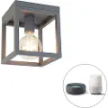 QAZQA Industriell smart taklampe mørkegrå inkl. Wifi G95 - Cage