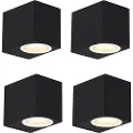 QAZQA Sett med 4 moderne vegglamper svart IP44 - Baleno